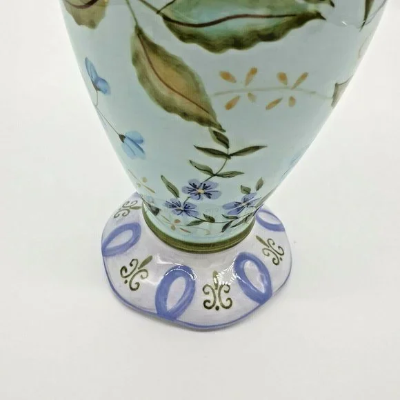 Capriware 11" Vase Hand Painted Collectable Blue Purple Floral Country Accent - Picture 4 of 11